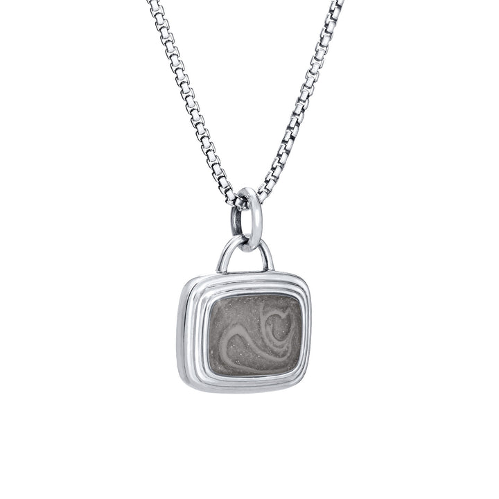 Framed Cushion Cremation Necklace in 14K White Gold