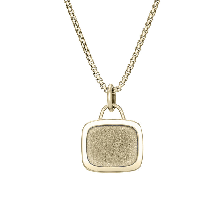 Framed Cushion Cremation Necklace in 14K Yellow Gold