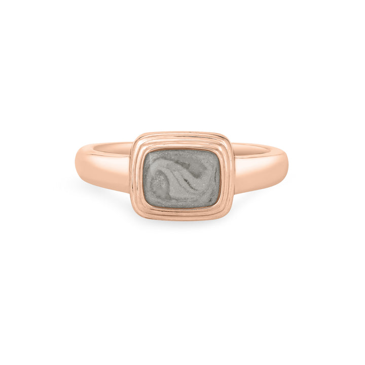 Framed Cushion Cremation Ring in 14K Rose Gold