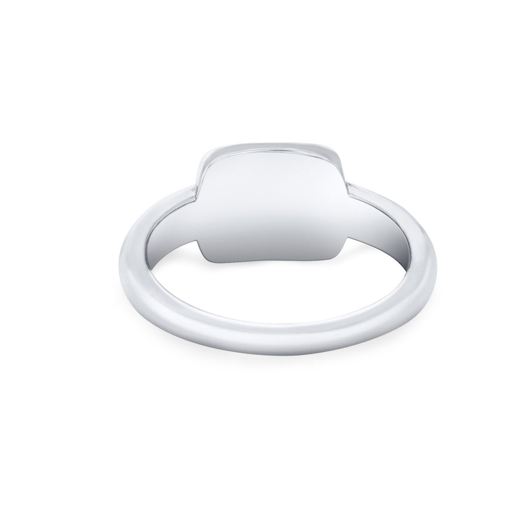 Framed Cushion Cremation Ring in 14K White Gold