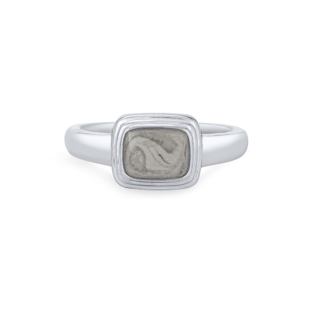 Framed Cushion Cremation Ring in 14K White Gold