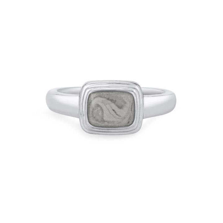 Framed Cushion Cremation Ring in 14K White Gold