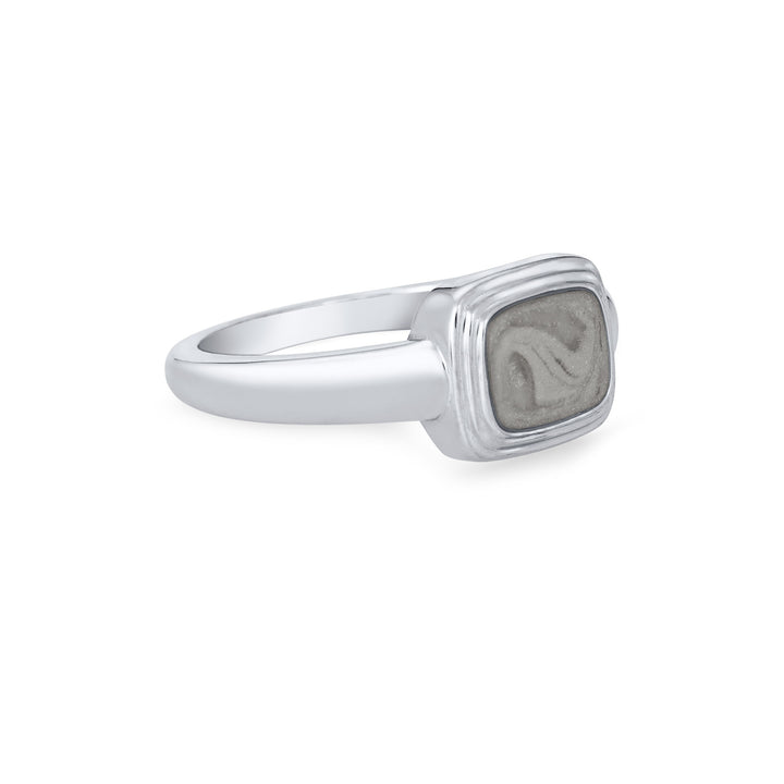 Framed Cushion Cremation Ring in 14K White Gold
