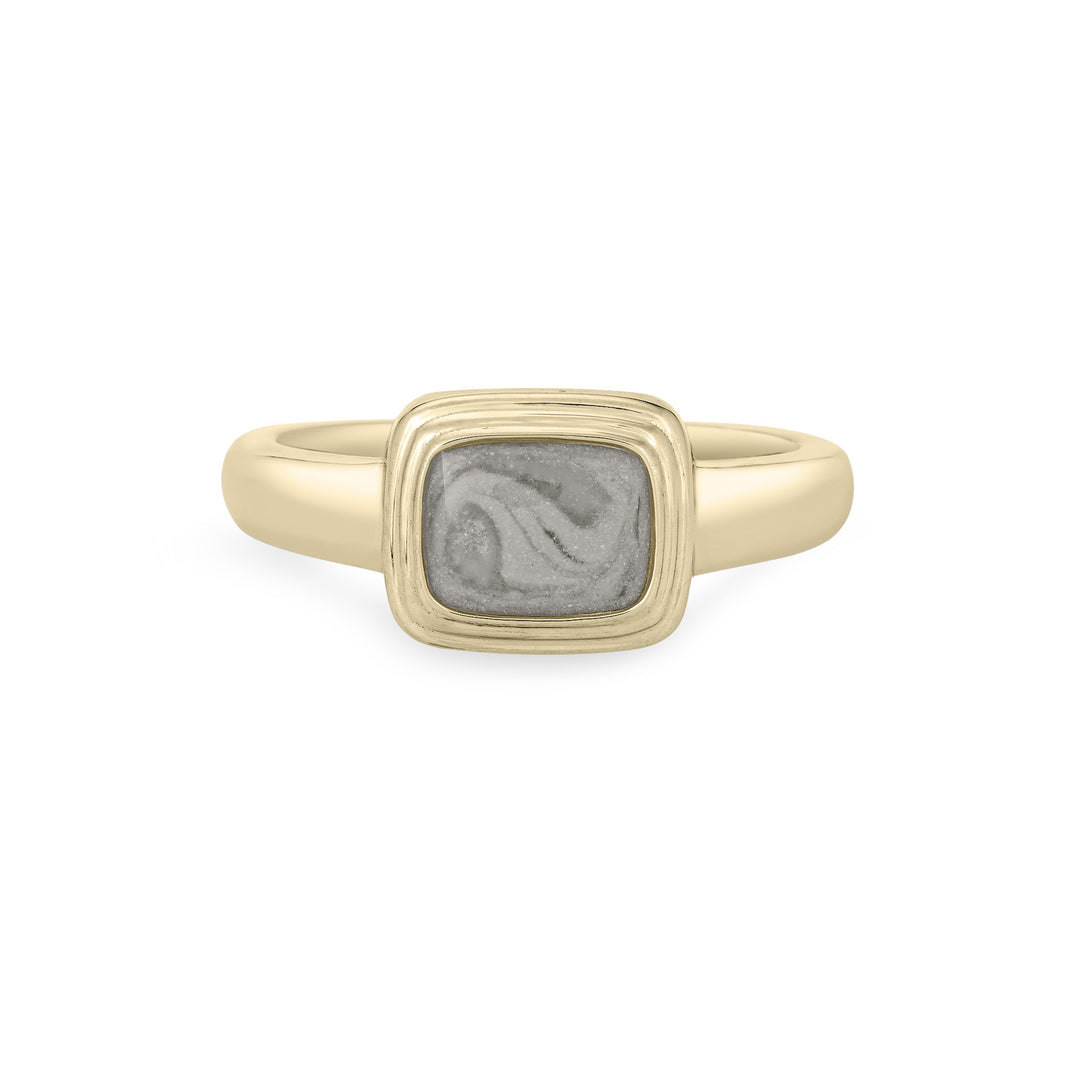 Framed Cushion Cremation Ring in 14K Yellow Gold