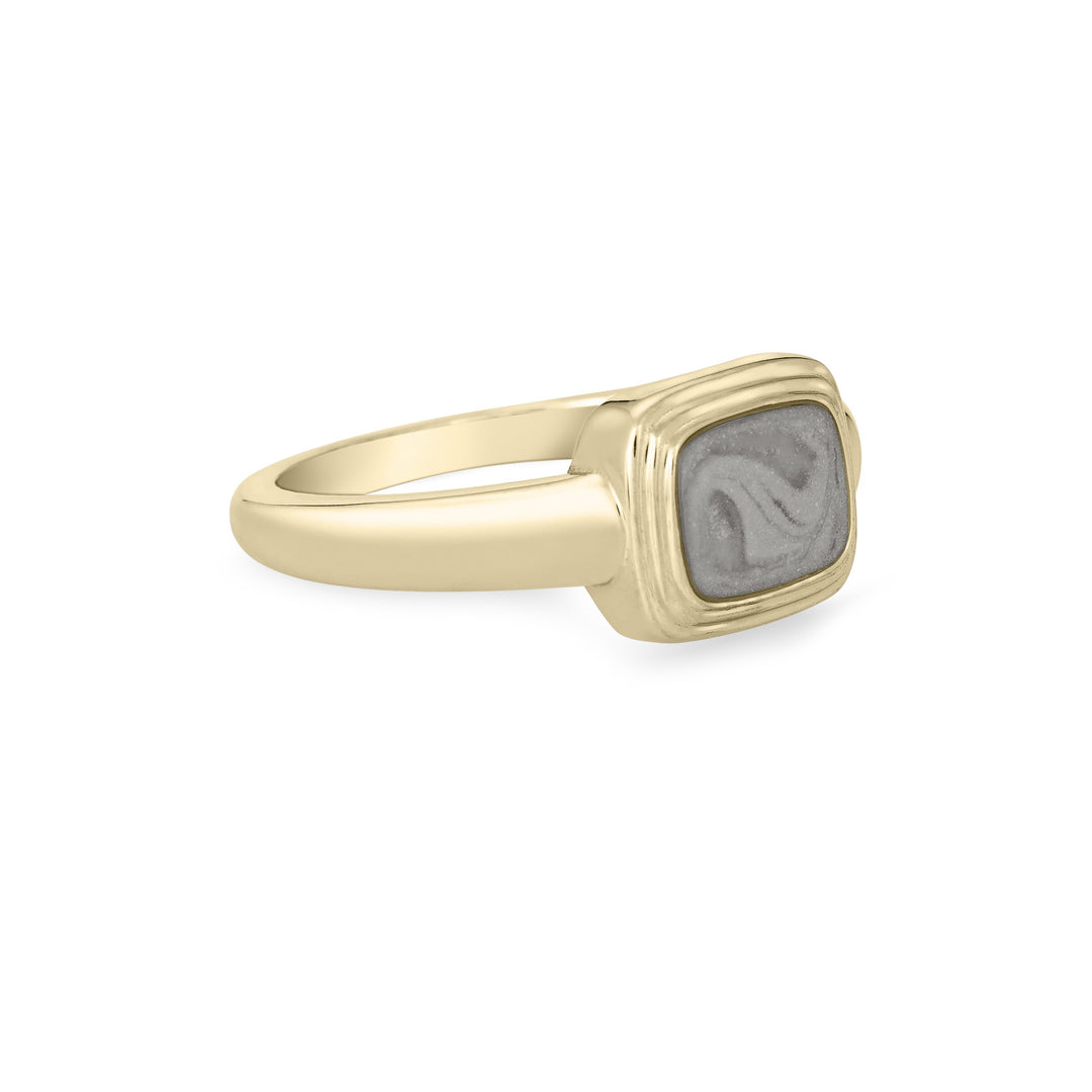 Framed Cushion Cremation Ring in 14K Yellow Gold