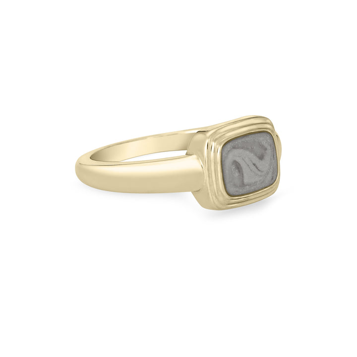 Framed Cushion Cremation Ring in 14K Yellow Gold