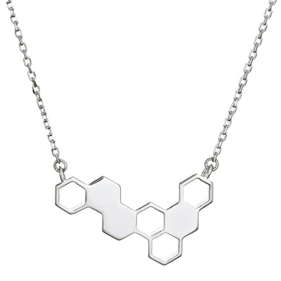 This photo shows the Sterling Silver Hexagon Cluster Cremation Necklace designed by close by me jewelry from the back