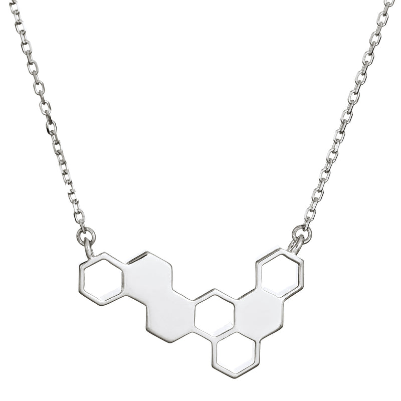 This photo shows the Sterling Silver Hexagon Cluster Cremation Necklace designed by close by me jewelry from the back