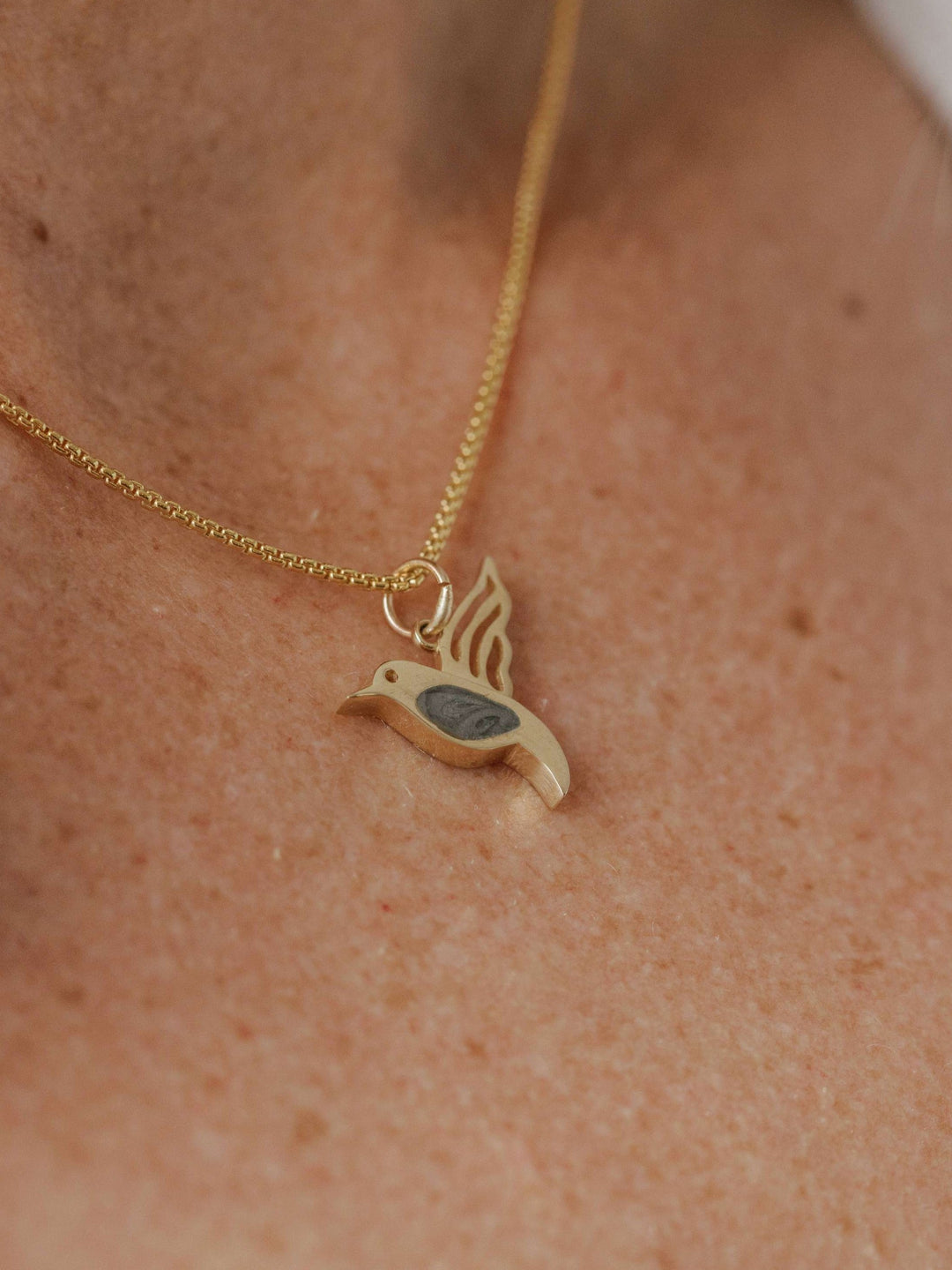 Hummingbird Cremation Necklace in 14K White Gold