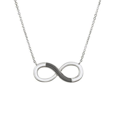 This photo shows the Sterling Silver Infinity Ashes Necklace by close by me jewelry from the front