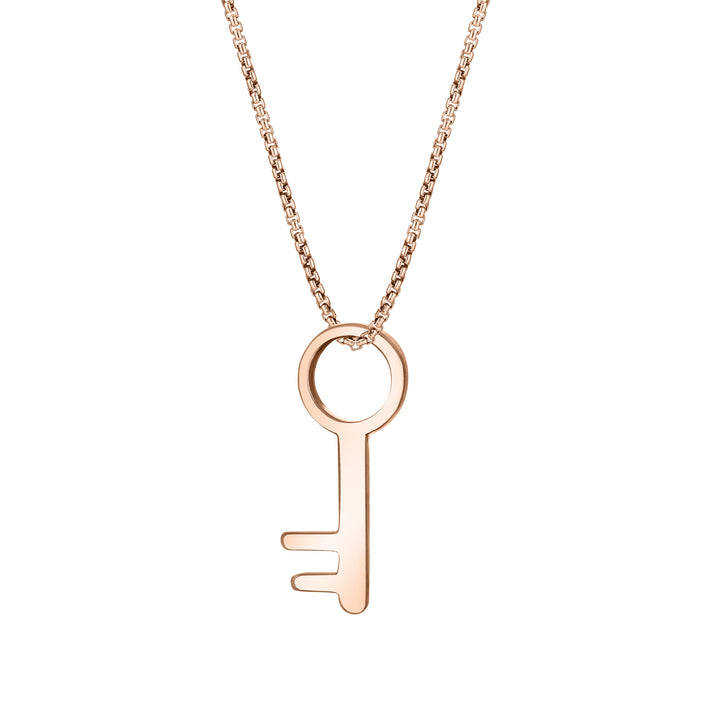 Pictured here is the Key-Shaped Memorial Necklace designed by close by me jewelry in 14K Rose Gold from the back