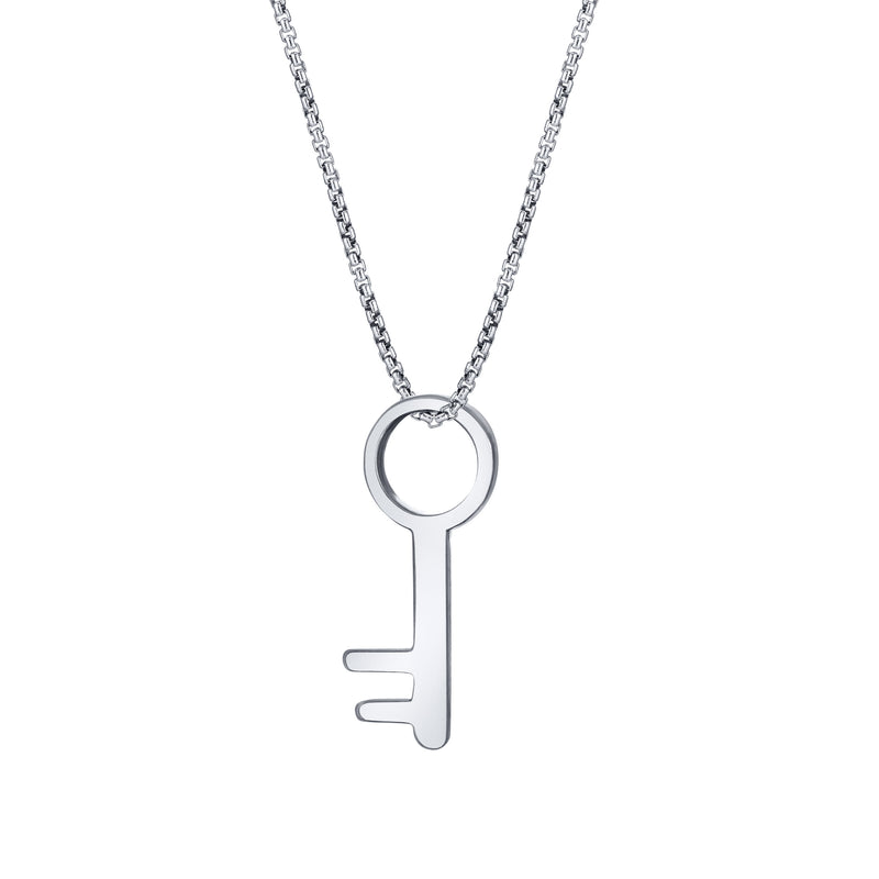 Pictured here is the Key-Shaped Cremation Necklace designed by close by me jewelry in 14K White Gold from the back