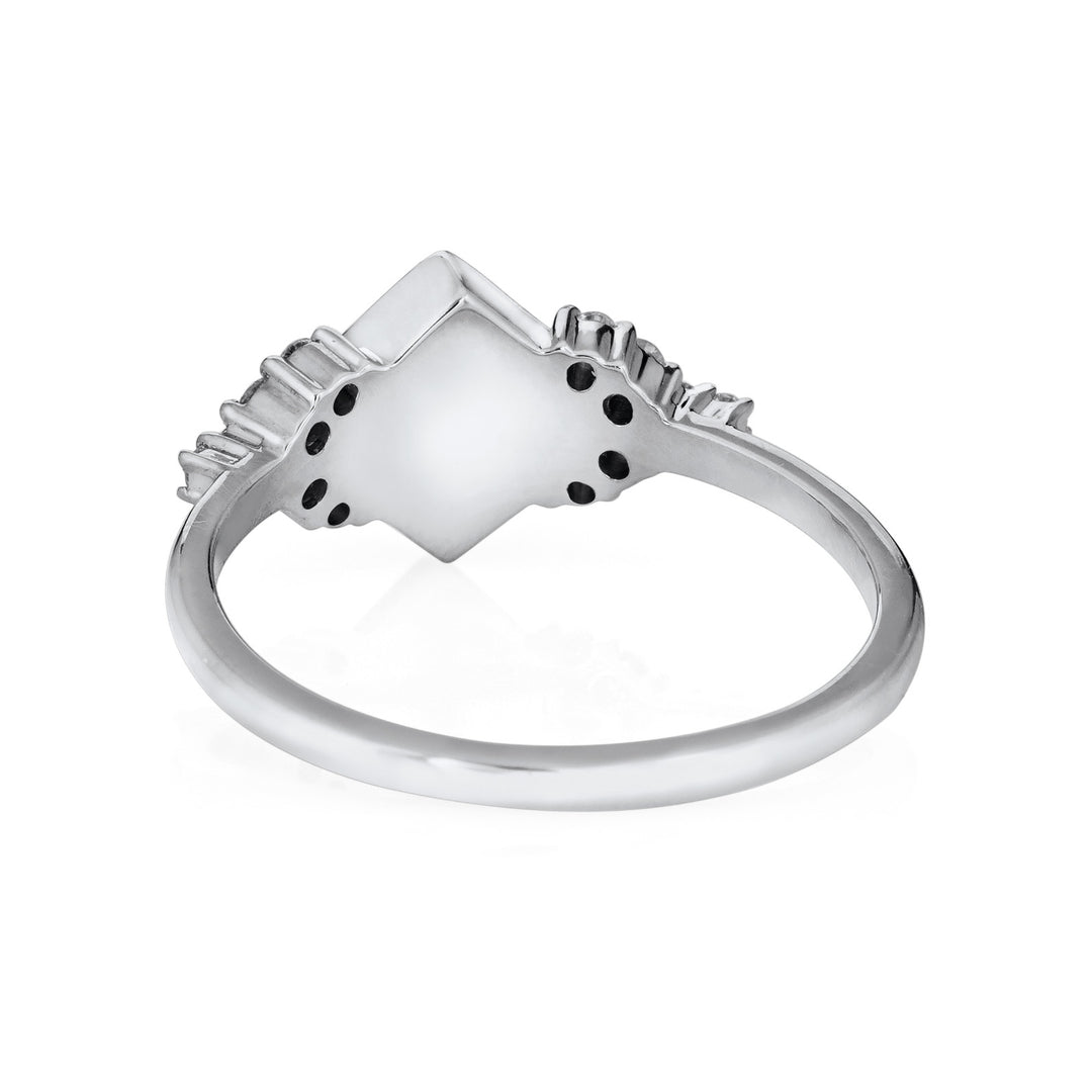 Square Setting Diamond Cluster Cremation Ring in 14K White Gold