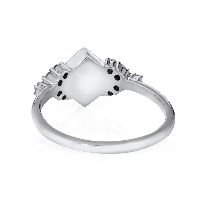 Square Setting Diamond Cluster Cremation Ring in 14K White Gold