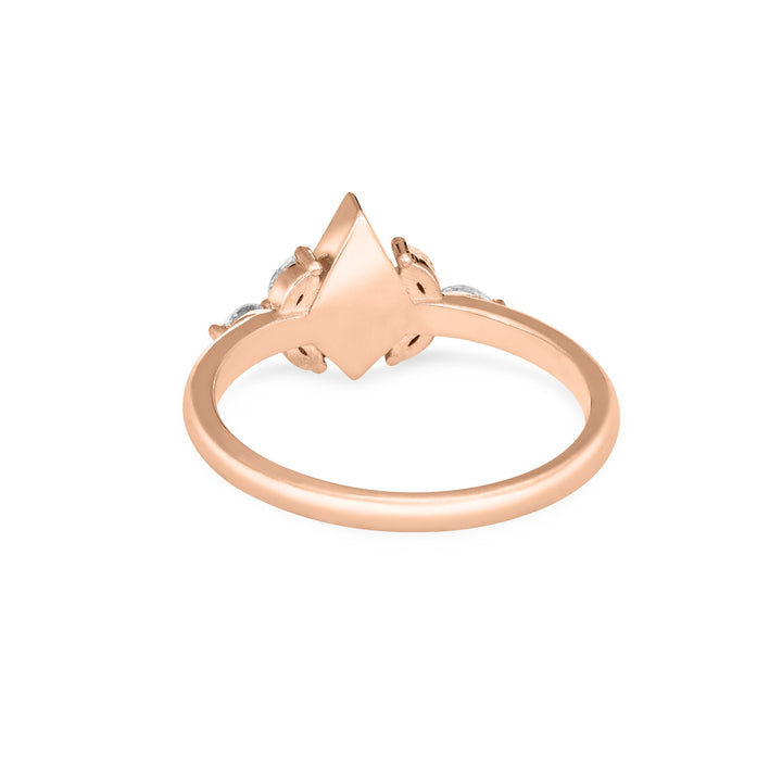 Kite Setting Cremation Ring in 14K Rose Gold with Marquise Diamond Accents