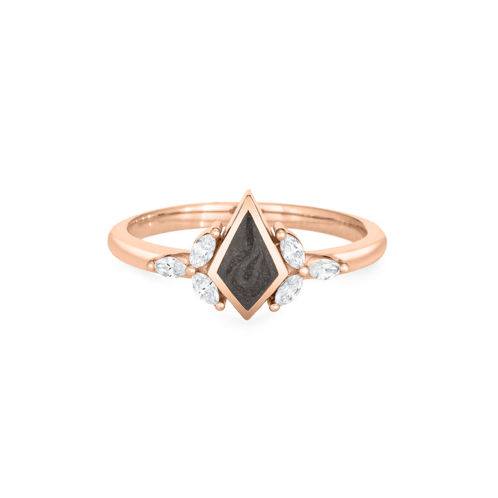 Kite Setting Cremation Ring in 14K Rose Gold with Marquise Diamond Accents