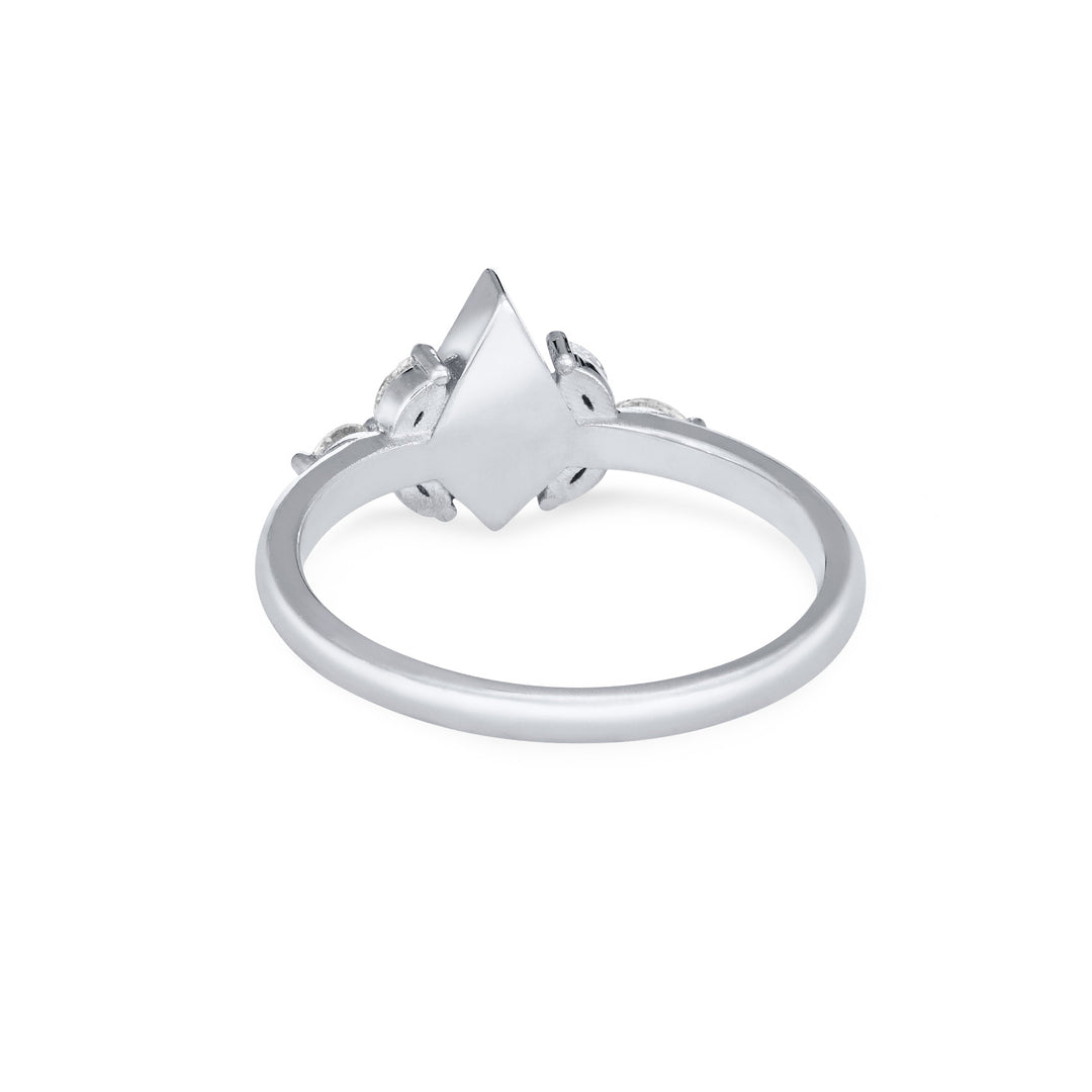 Kite Setting Cremation Ring in 14K White Gold with Marquise Diamond Accents