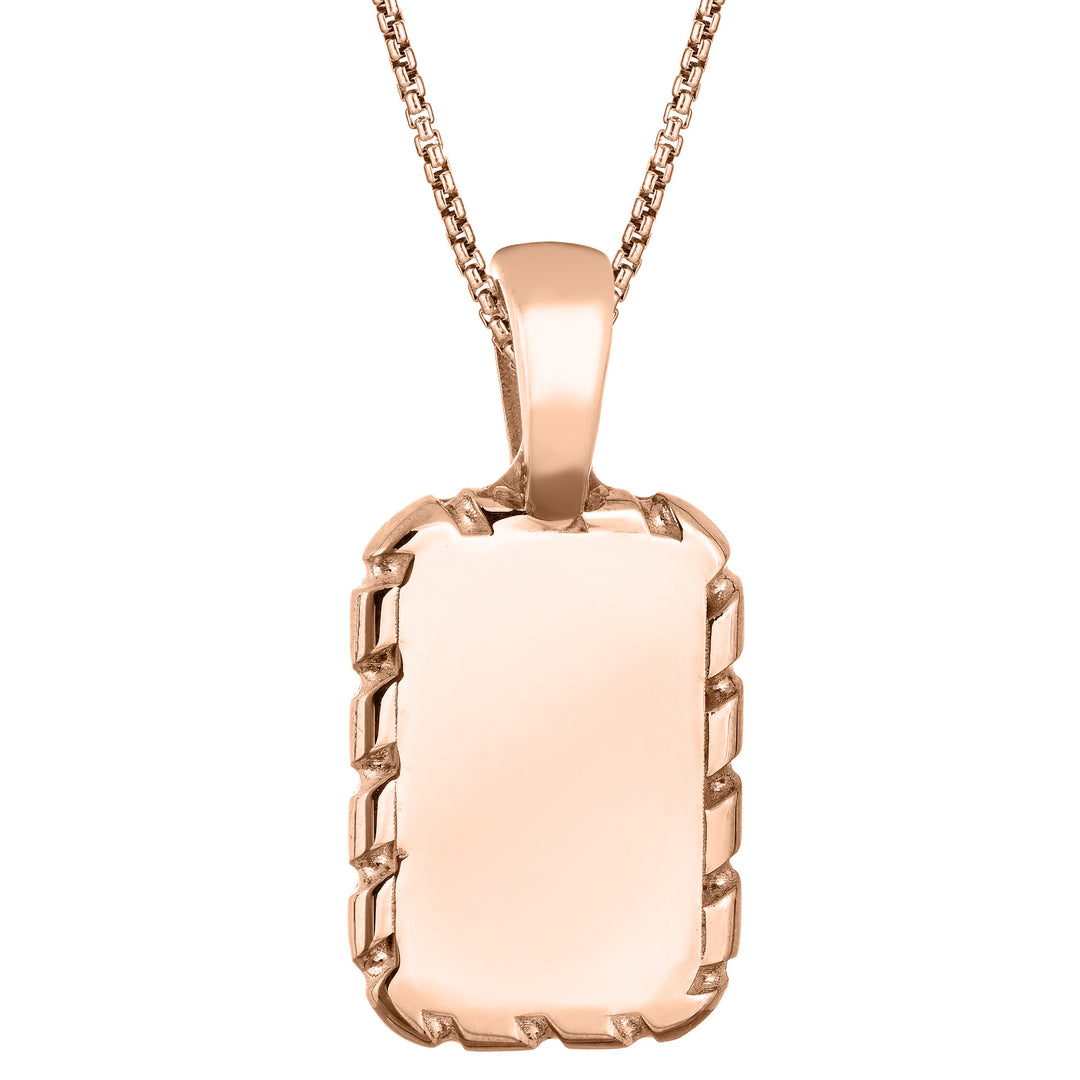 The largest of close by me jewelry's cable memorial pendants in 14k rose gold from the back