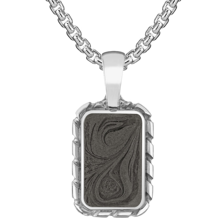 The largest of close by me jewelry's cable cremated remains pendants on a thick chain in sterling silver from the front
