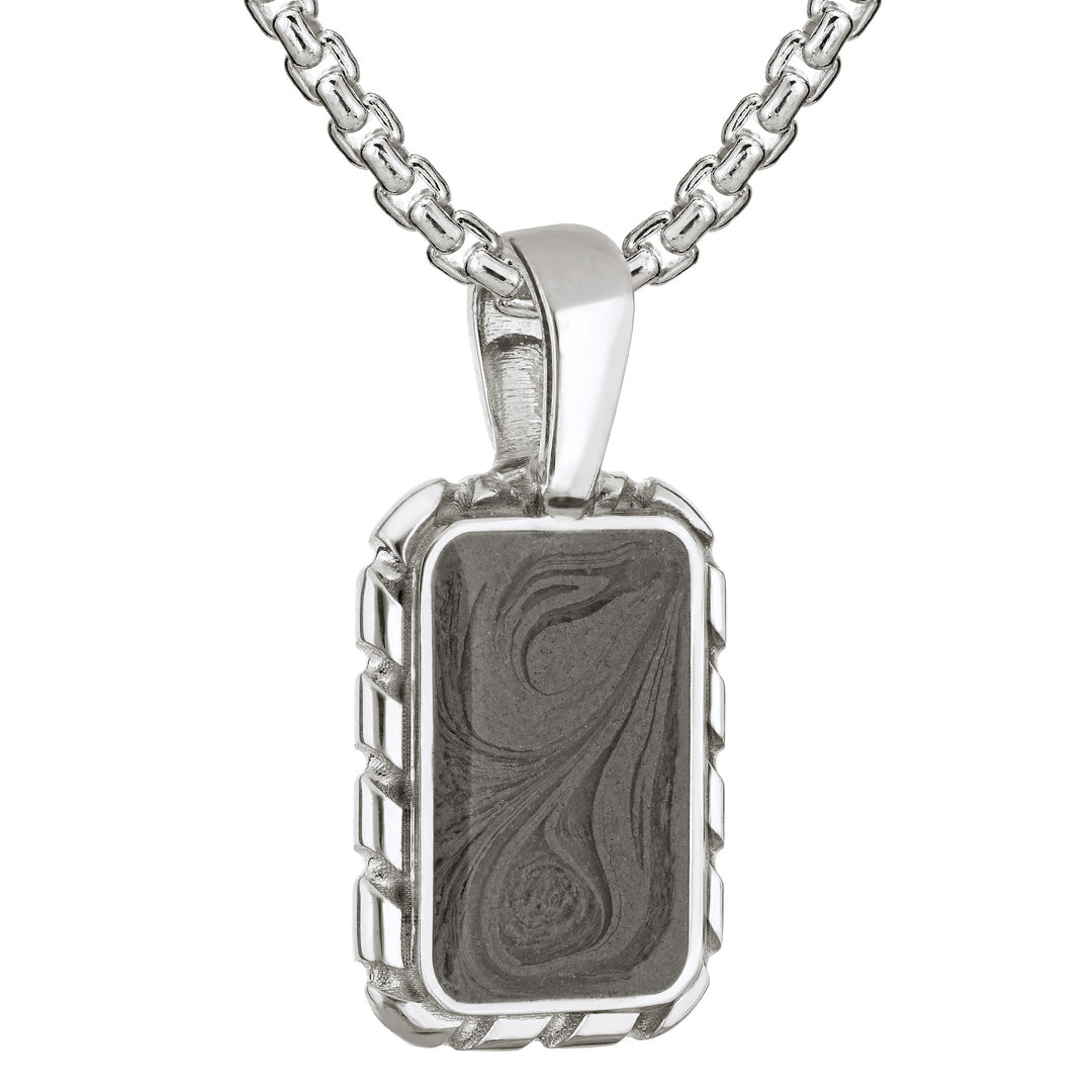 The largest of close by me jewelry's cable cremated remains pendants on a thick chain in sterling silver from the side