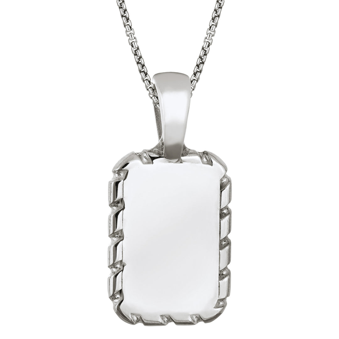 The largest of close by me jewelry's cable cremation pendants in sterling silver on a thin chain from the back