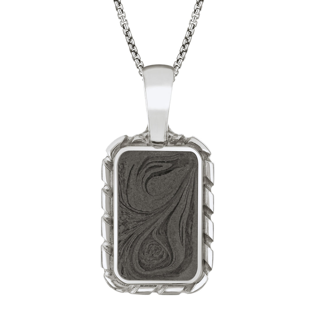 The largest of close by me jewelry's cable cremation pendants in sterling silver on a thin chain from the front