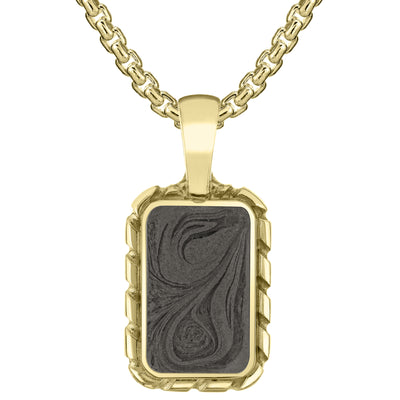 The largest of close by me jewelry's cable cremains pendants on a thick chain in 14k yellow gold from the front