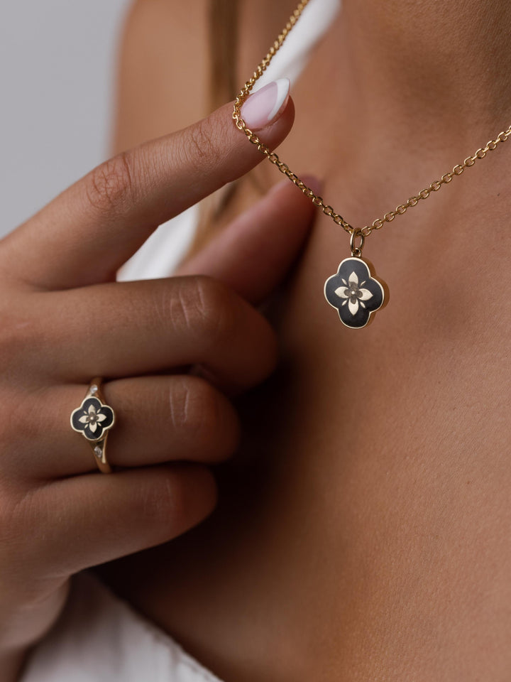Clover Cremation Necklace in 14K Rose Gold