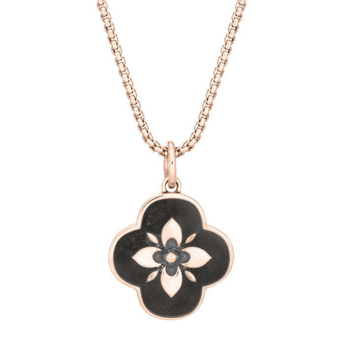 Clover Cremation Necklace in 14K Rose Gold