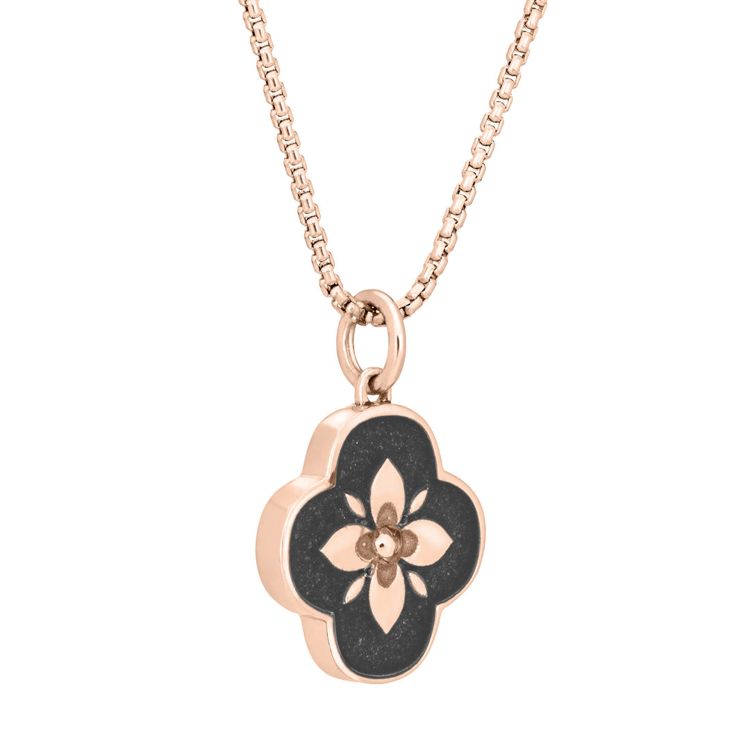Clover Cremation Necklace in 14K Rose Gold