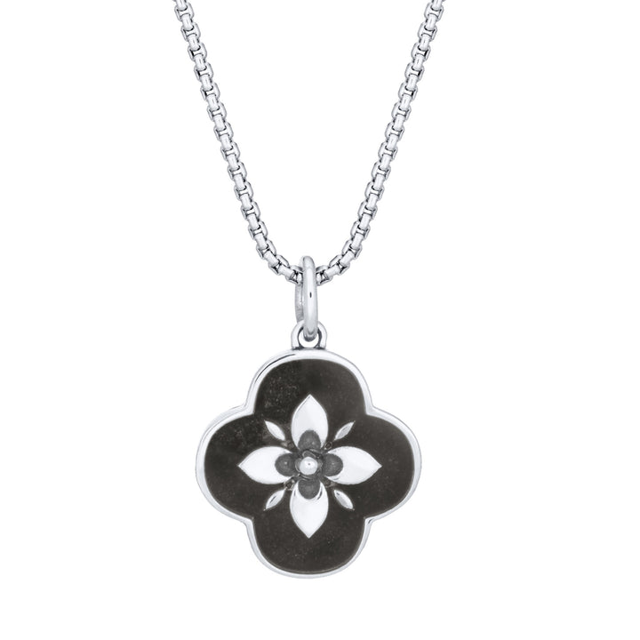 Clover Cremation Necklace in 14K White Gold