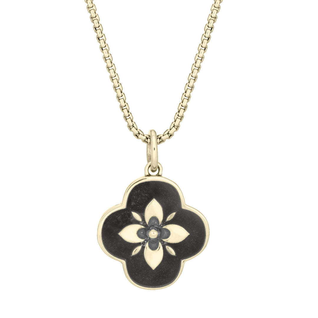 Clover Cremation Necklace in 14K Yellow Gold