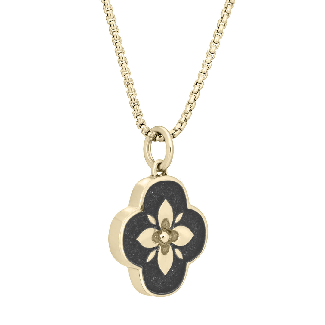 Clover Cremation Necklace in 14K Yellow Gold