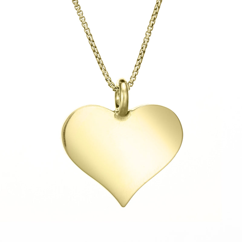 The 14k yellow gold large heart memorial pendant by close by me jewelry from the back
