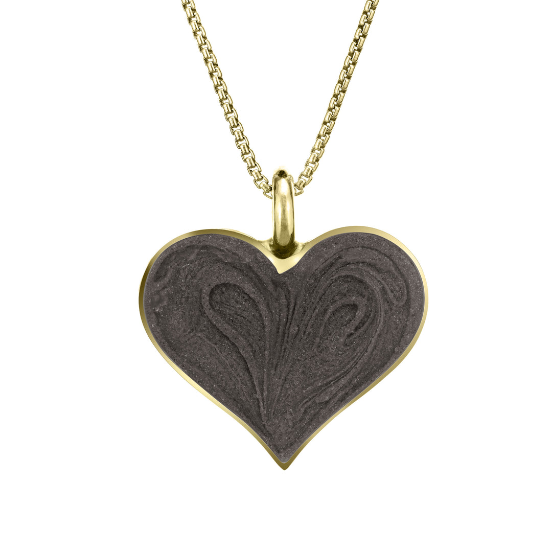 The 14k yellow gold large heart memorial pendant by close by me jewelry from the front