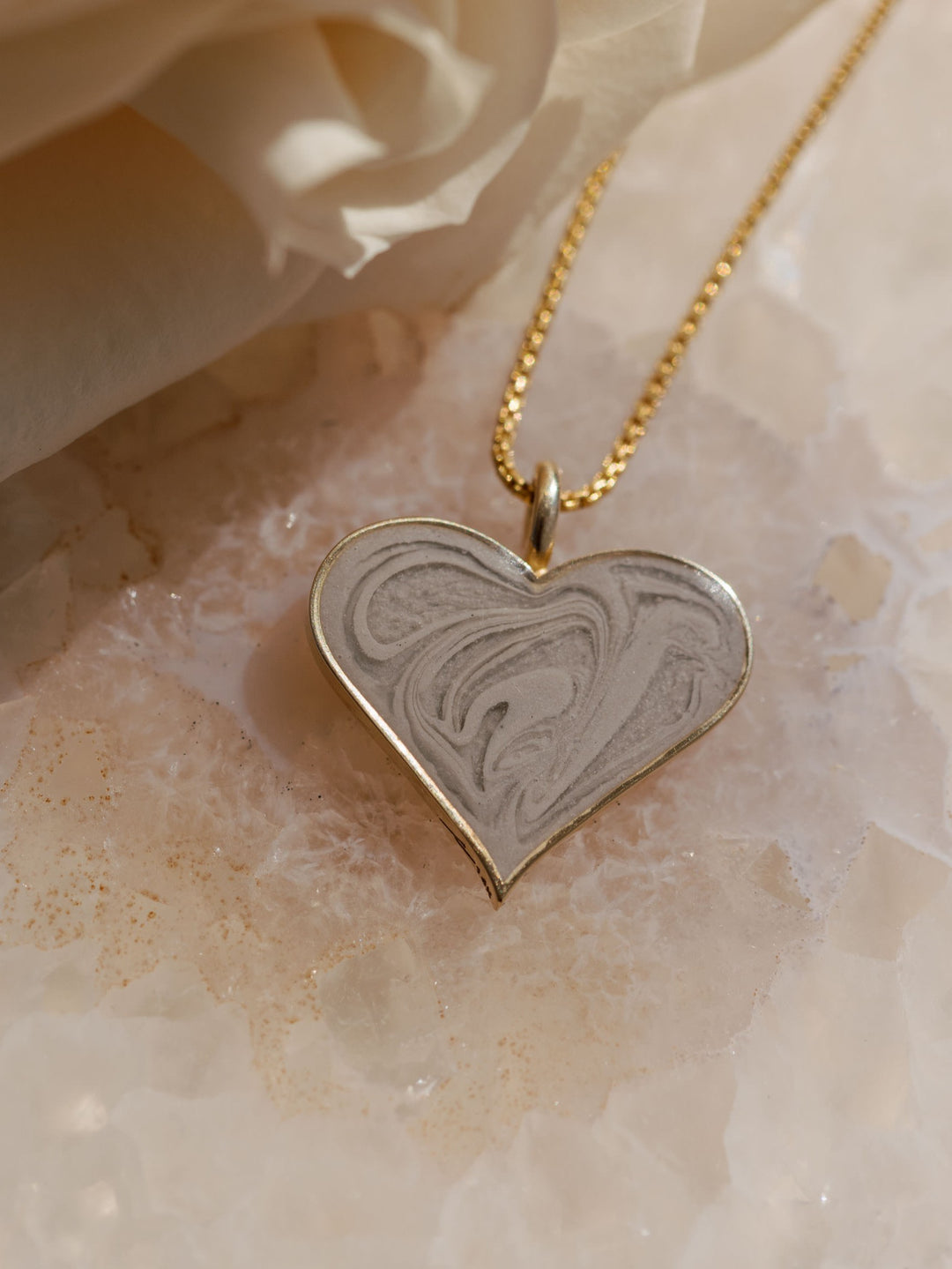 Large Heart Cremation Necklace in 14K White Gold