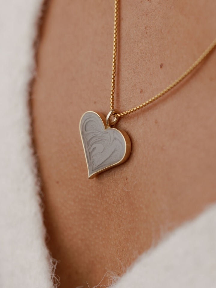 Large Heart Cremation Necklace in 14K White Gold
