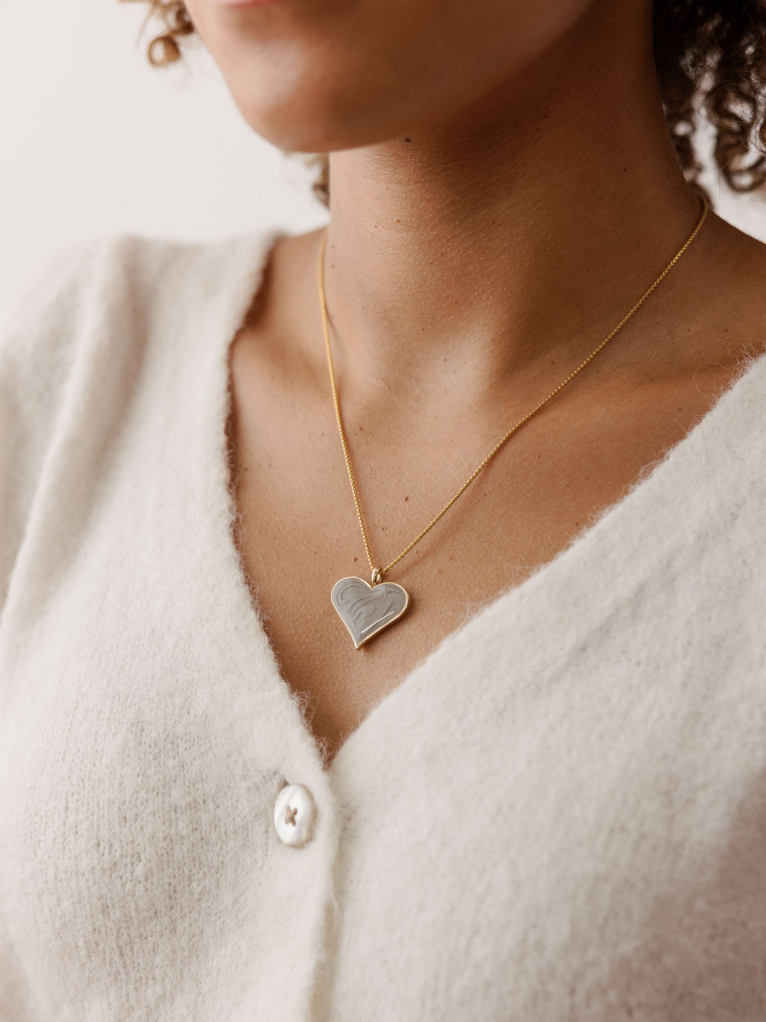Large Heart Cremation Necklace in 14K White Gold
