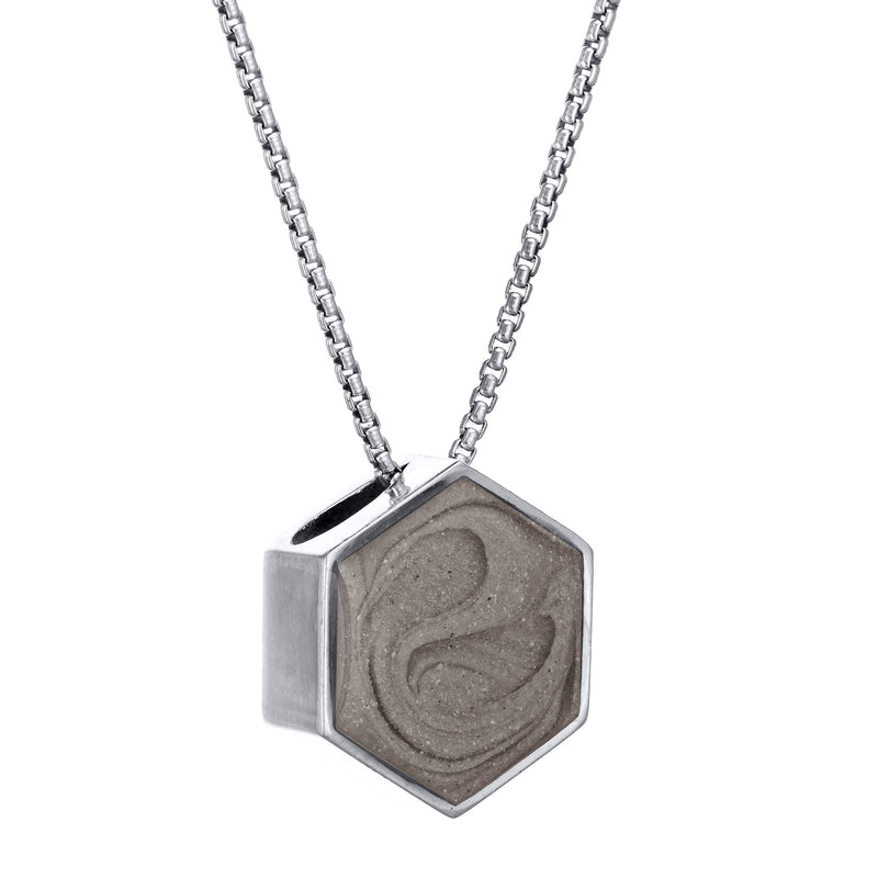 The Large Hexagon Sliding Ashes Pendant in 14K White Gold designed by close by me jewelry from the side