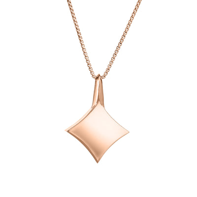 A close-up back view of Close By Me Jewelry's Large Luminary Cremation Pendant in 14K Rose Gold, set against a solid white background.
