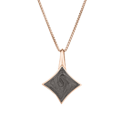 A close-up front view of Close By Me Jewelry's Large Luminary Cremation Pendant in 14K Rose Gold, set against a solid white background.