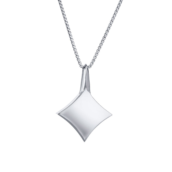 A close-up back view of Close By Me Jewelry's Large Luminary Cremation Pendant in Sterling Silver, set against a solid white background.