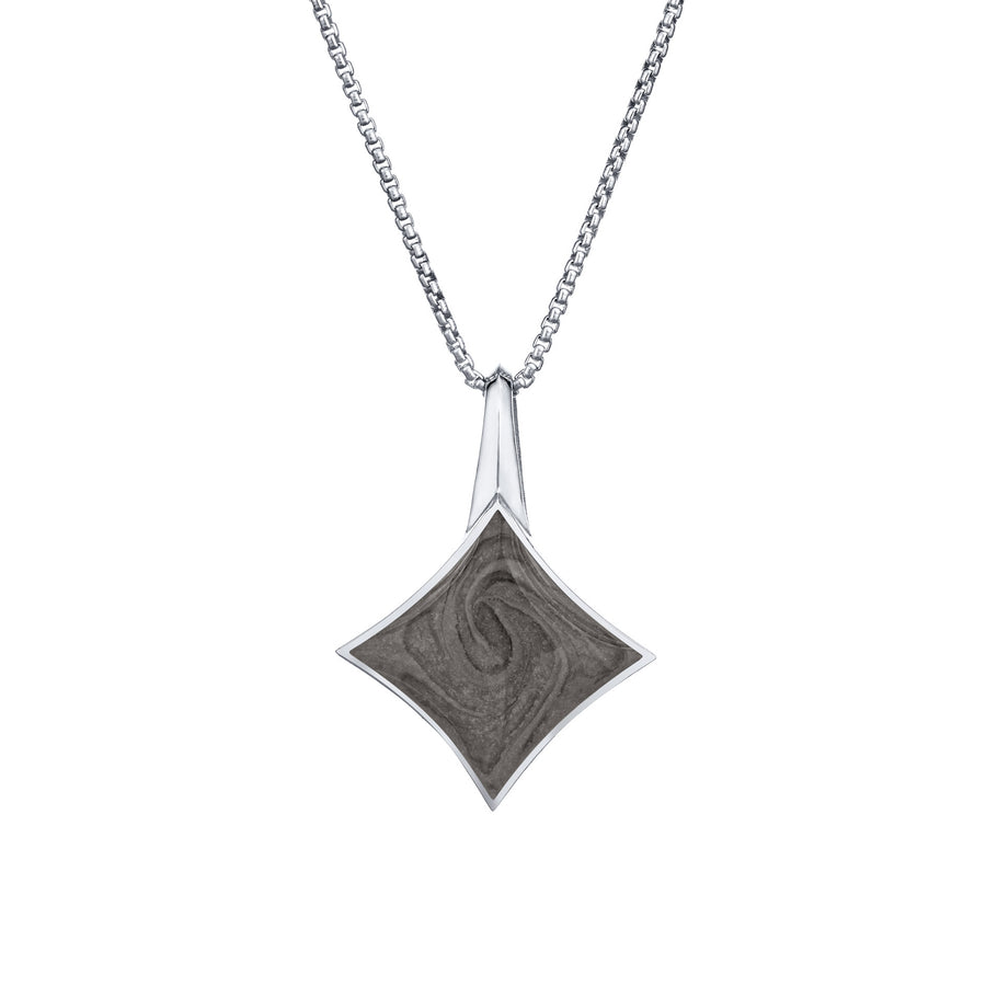 A close-up front view of Close By Me Jewelry's Large Luminary Cremation Pendant in Sterling Silver, set against a solid white background.