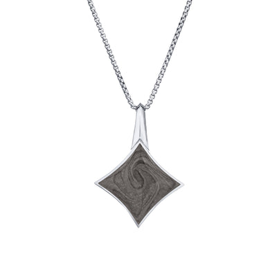 A close-up front view of Close By Me Jewelry's Large Luminary Cremation Pendant in Sterling Silver, set against a solid white background.