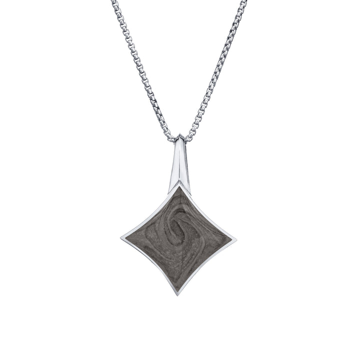 A close-up front view of Close By Me Jewelry's Large Luminary Cremation Pendant in 14K White Gold, set against a solid white background.
