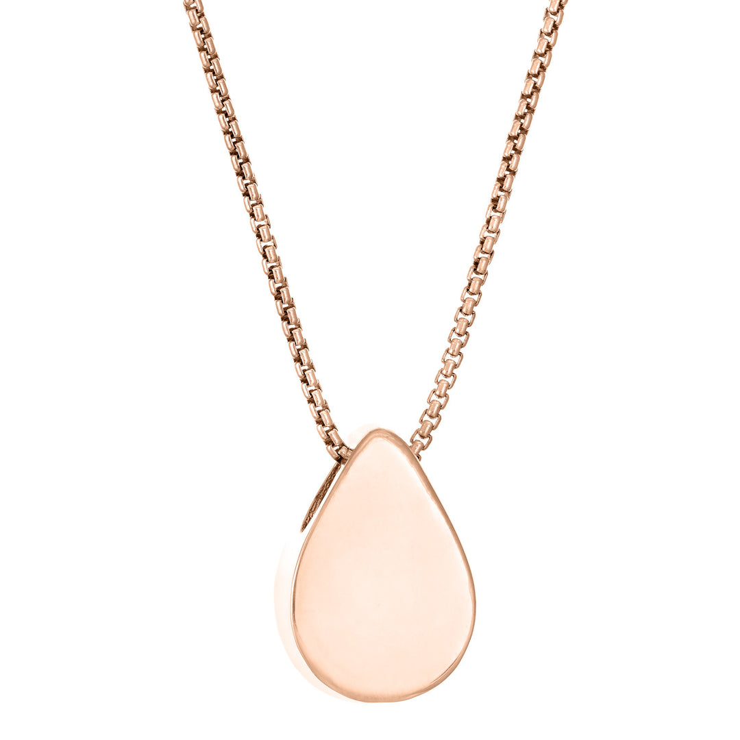 close by me's 14K Rose Gold Large Pear Memorial Sliding Pendant from the back