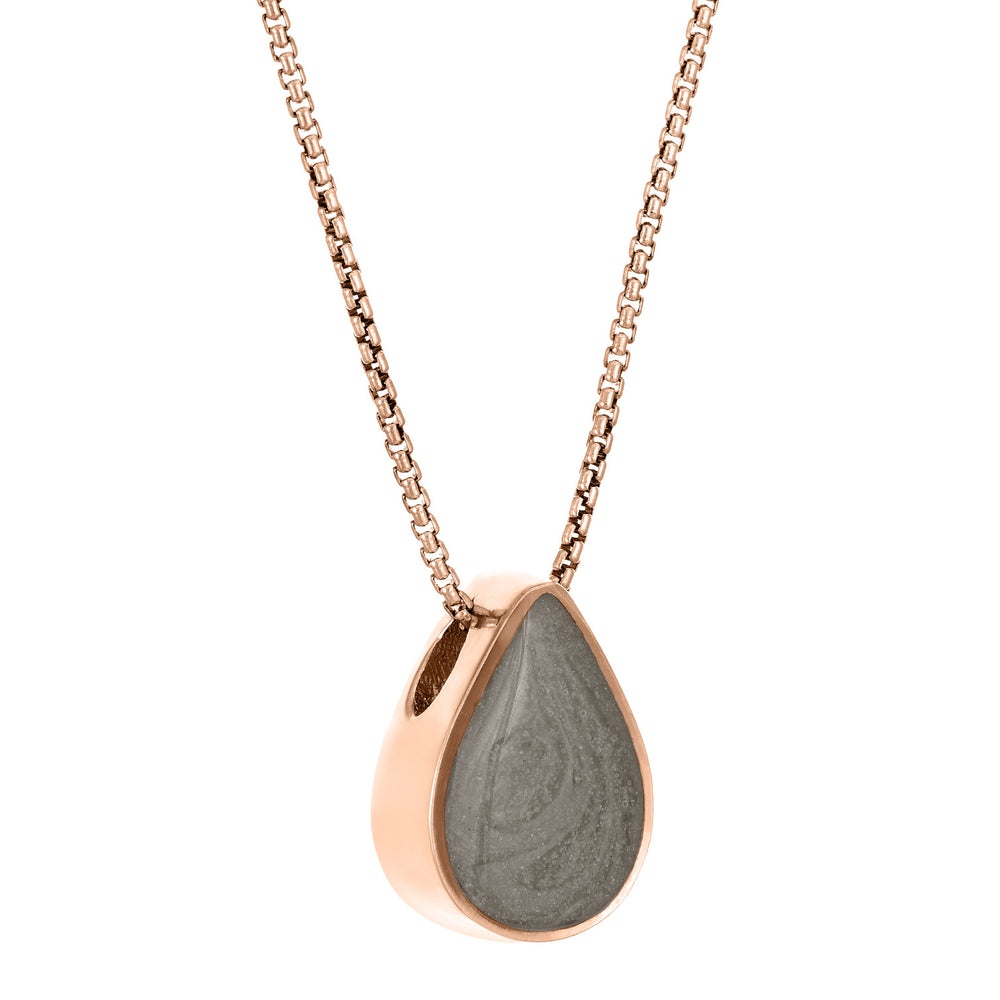 close by me's 14K Rose Gold Large Pear Memorial Sliding Pendant from the side