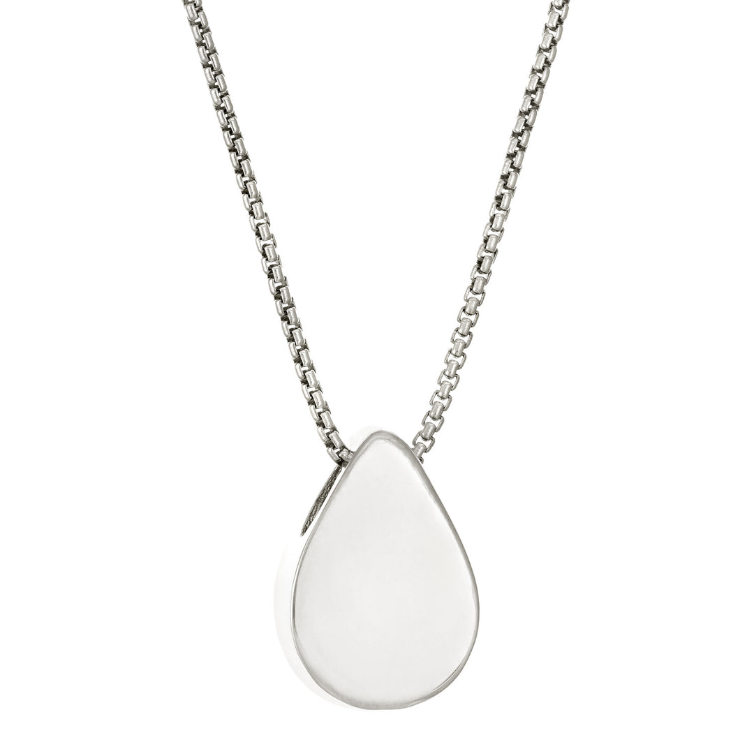 close by me jewelry's Sterling Silver Large Pear Sliding Ashes Necklace from the back
