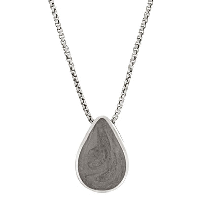 close by me jewelry's Sterling Silver Large Pear Sliding Ashes Necklace from the front
