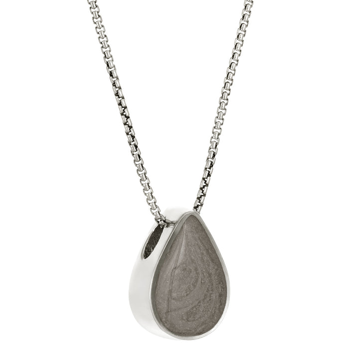 close by me jewelry's Sterling Silver Large Pear Sliding Ashes Necklace from the side